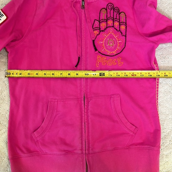 Lucky Brand VTG Pink Full Zip Embroidered Hoodie Patch - Size L - Picture 6 of 7
